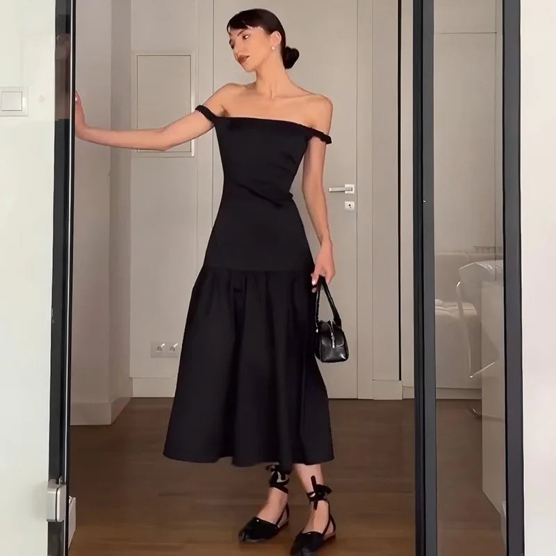 Ladies Summer Off Shoulder Elegant Evening Party Dress Women Sleeveless Backless Long Dresses Club Streetwear Woman Clothes 2025