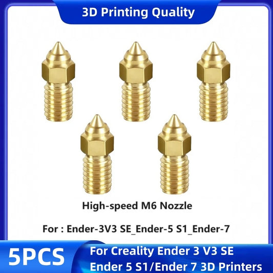 Ender 3 V3 SE Nozzles, Ender 5 S1 Nozzles with High-Speed Brass, M6 Hotend Extruder Nozzle for Ender 5 S1, Ender 7 3D Printers