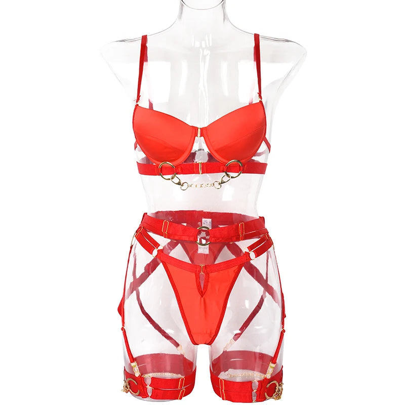 MUZISKAT Women's Luxury Designer Lingerie Sets Exotic with Chain Lingerie Brand Women's Pretty Sexy Lingerie