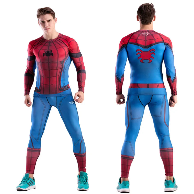 Rashguard Super T-Shirt Men's Long Sleeve Compression Tight Fitness Gym Sports Digital Printing Running Tracksuit Hero Jerseys
