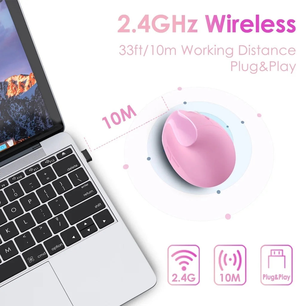 JOMAA Rechargeable Vertical Mouse Wireless USB 2.4G Right Hand Ergonomic Mice for Computer Laptop Gaming Mouse