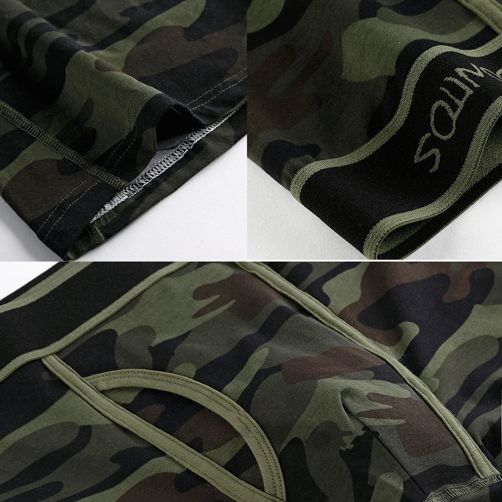 4pcs Long Men's Panties Open front Boxer for men Underwear Trunk Cotton long leg Underpants male boxershorts High Quality Shorts