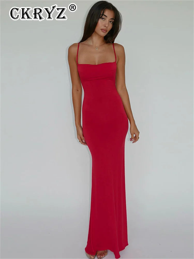 Ladies  Summer Elegant Evening Party Dress Women Sleeveless Backless Maxi Dresses Birthday Night Clubwear Fashion Female Outfits