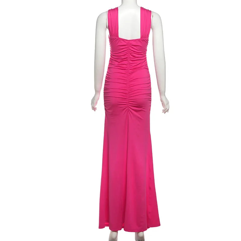 Ladies Summer Elegant Evening Party Dress For Women Sleeveless Backless Hollow Out Long Dresses Woman Clothes Birthday Clubwear