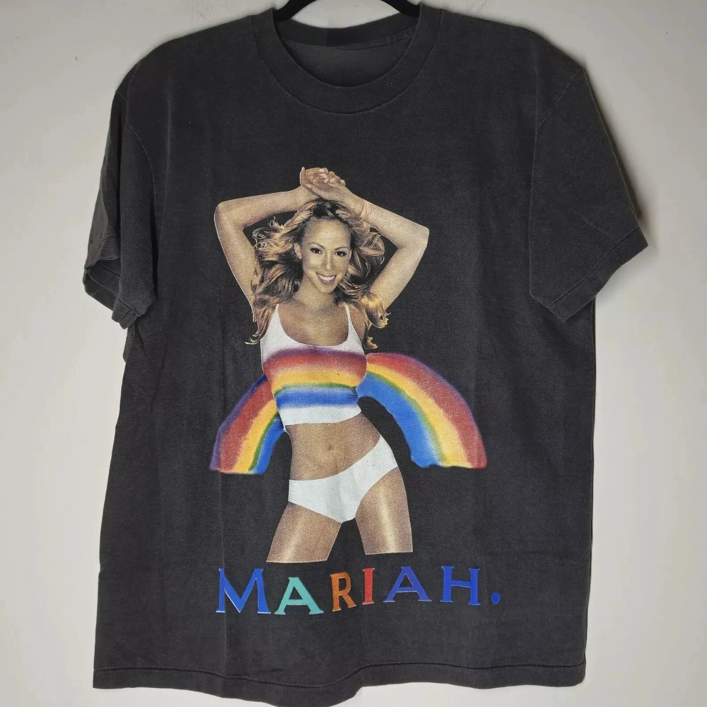 Summer New Men's OldSchool Mariah Carey 2000 Rainbow World Tour Men's Large Concert Men's and Women's Fashion Short Sleeve Top