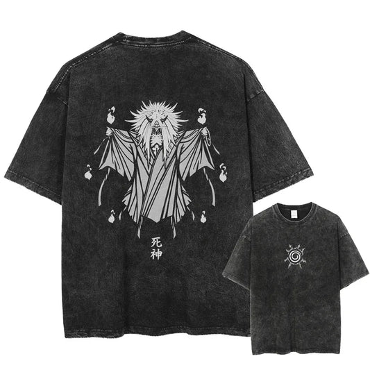 Men Washed Anime Naruto Print T Shirt Hip Hop Streetwear T-Shirt Harajuku Cotton Short Sleeve Casual Tshirt Summer Tops Tees