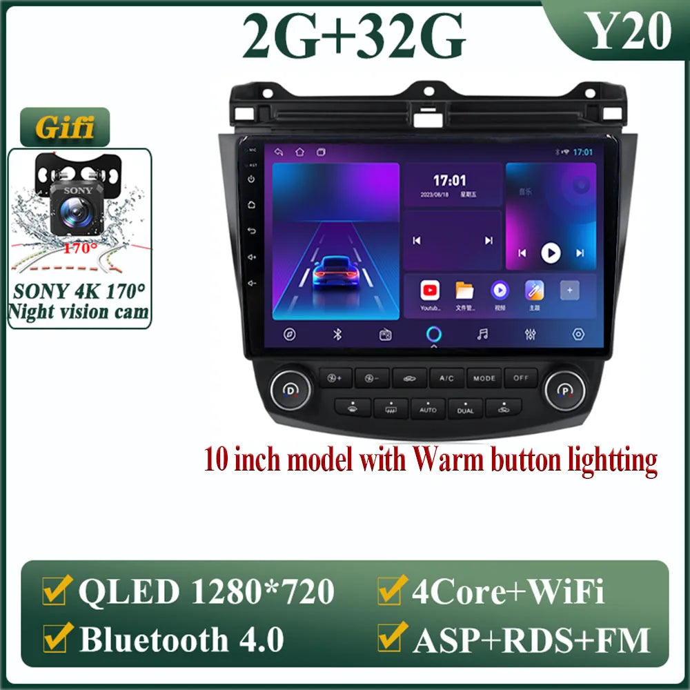 Android 14 Head Unit For Honda Accord 7 2003-2007 Multimedia Player GPS Navigation Stereo Head Unit No 2din DVD QLED Screen 5G