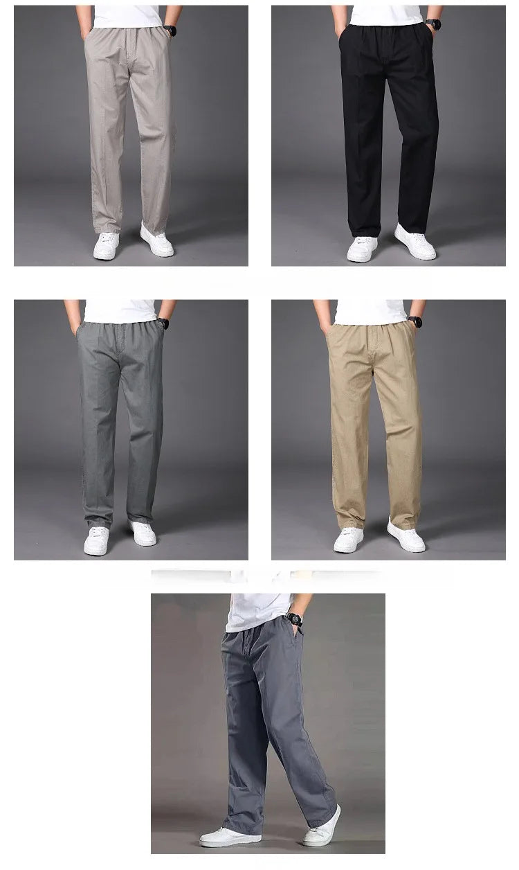 Summer thin cotton casual pants men loose straight leg 2024 new men's pants trend all matching men's long pants
