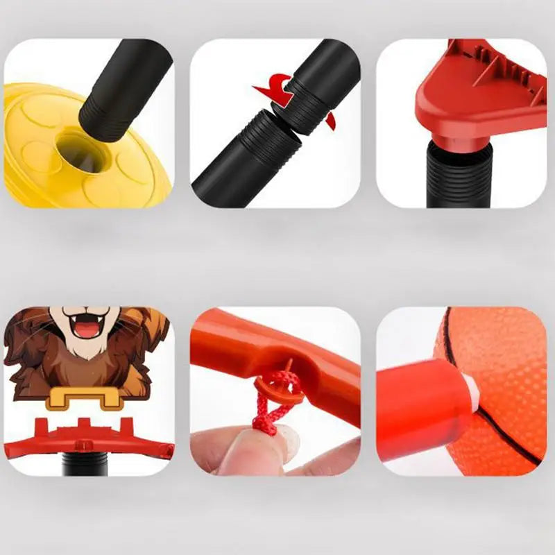 Basketball Hoop for Kids Adjustable Small Basketball Goal Cartoon Bear Shape Basketball Board Stand Indoor Game Sport Toy