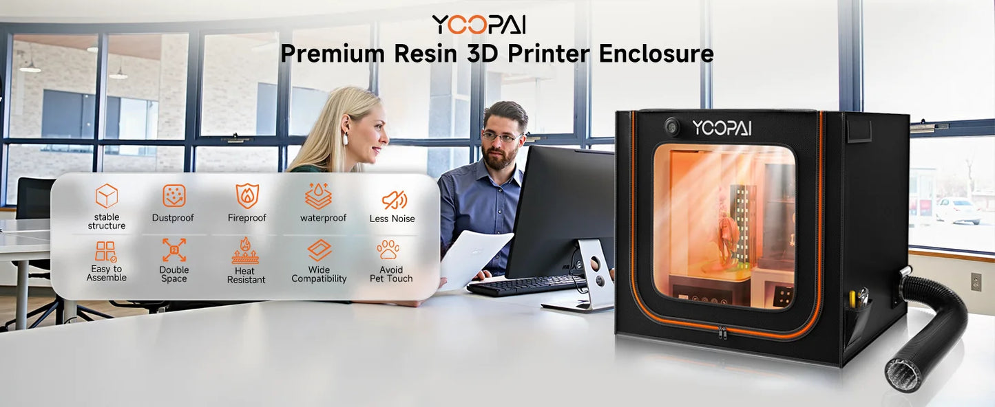 YOOPAI 3D Printer Enclosure 3D Printer Resin Enclosure UV For Creality and all 3D Printer Large size Ventilation Kit LED Light