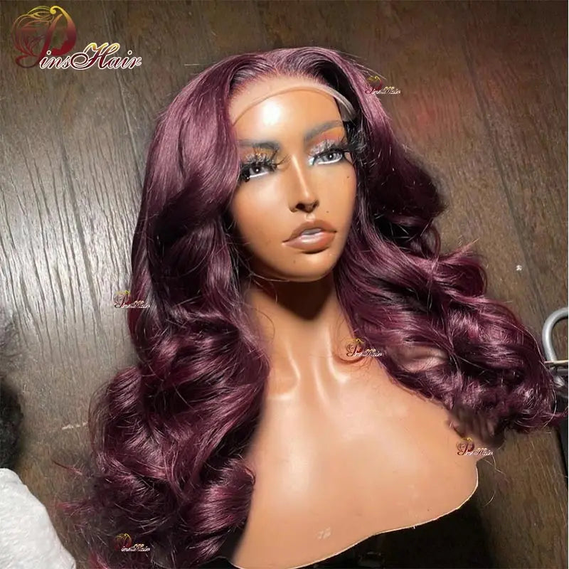 Burgundy Color Lace Front Human Hair Wigs Pre Plucked Body Wave 13X4 Lace Front Wig Human Hair for Women Remy Lace Front Wig 180