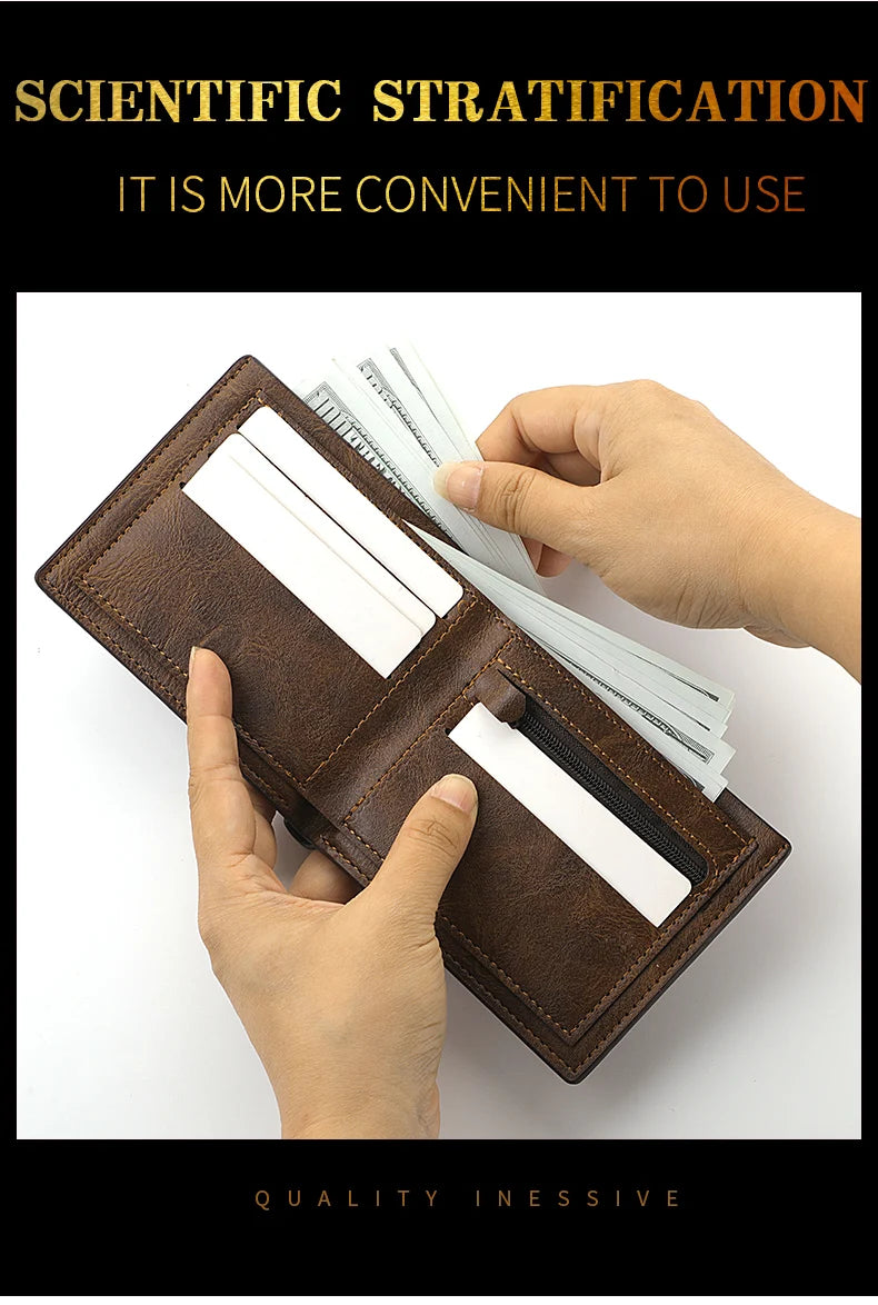 New Man PU Leather Wallet Business Card Holder Thin Business Credit Card Ldentity Holder Vintage Protection Bag Coin Wallet