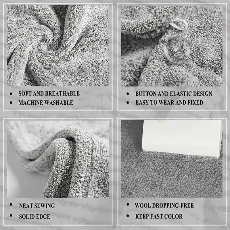 Bamboo Charcoal Fiber Hair Towels Bath Head Turban Wrap Quick Dry Anti-Frizz Hair Towels For Drying Hair Women Girls Bathroom