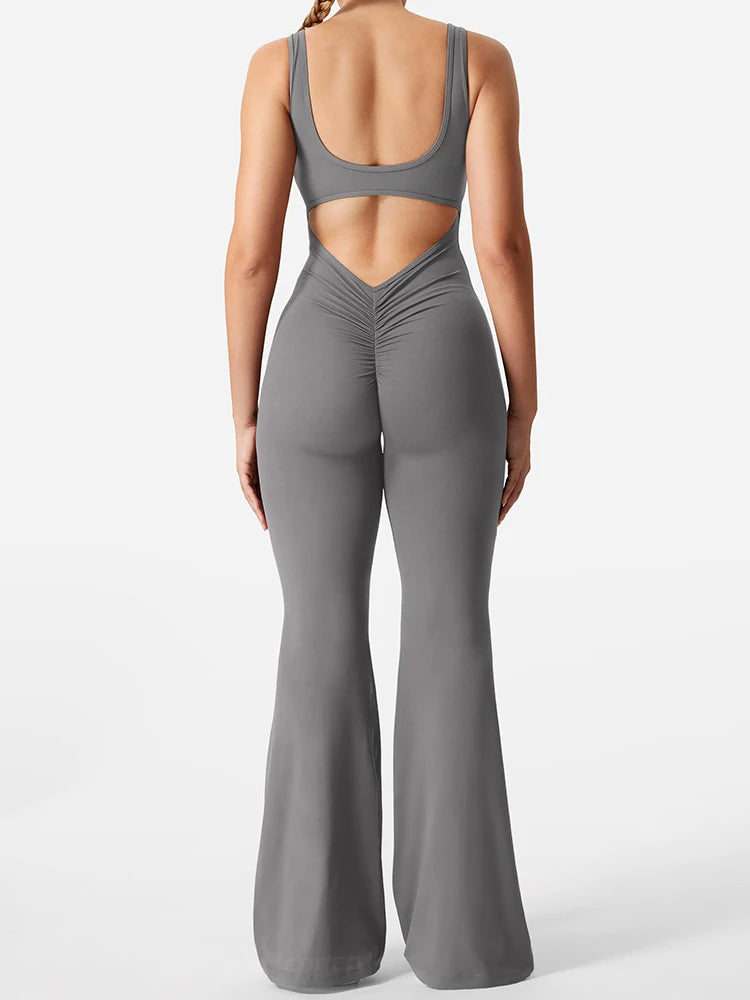 2025 Summer New Women's Slim Hip Lift Backless Bodysuit Sexy Hottie Pullover Bodysuit Sports Yoga Wear