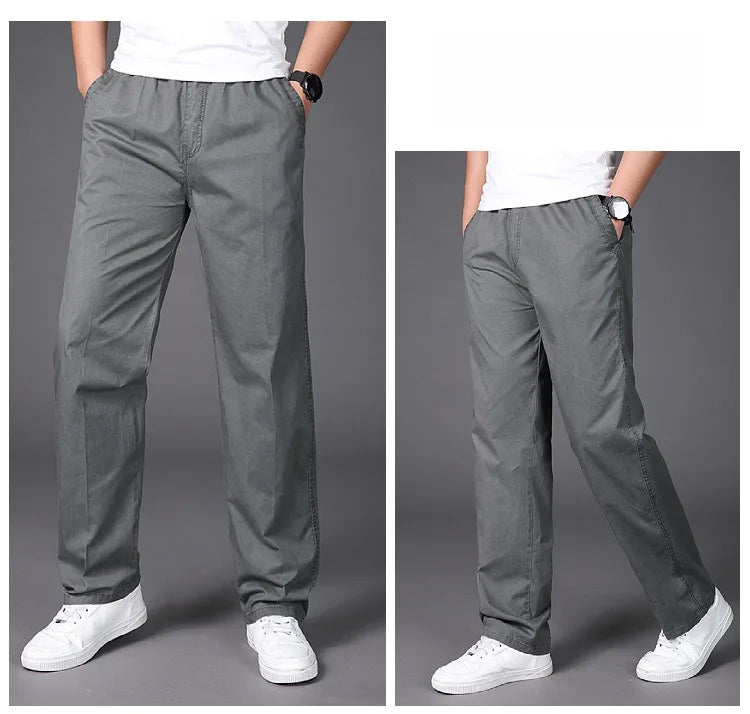 Summer thin cotton casual pants men loose straight leg 2024 new men's pants trend all matching men's long pants
