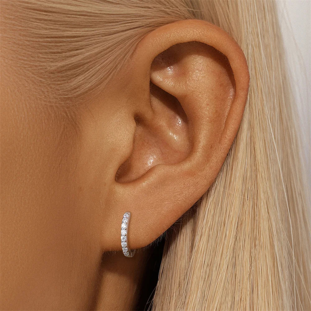 CANNER 6/7/8/9mm Moissanite 925 Sterling Silver Hoop Earrings For Women Round Circle Piercing Earings Personalized Fine Jewelry