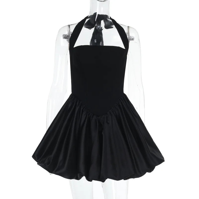 Ladies Summer Elegant Evening Party Dress Women Sleeveless Backless Halter Sexy Mini Dresses Night Club Streetwear Female Outfit