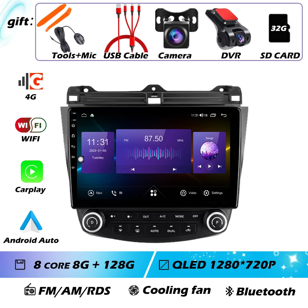 Android OS For Honda Accord 7 CM UC CL 2004 - 2007 Car Radio Navigation 4G WIFI BT No 2 Din DVD GPS CPU Multimedia Player