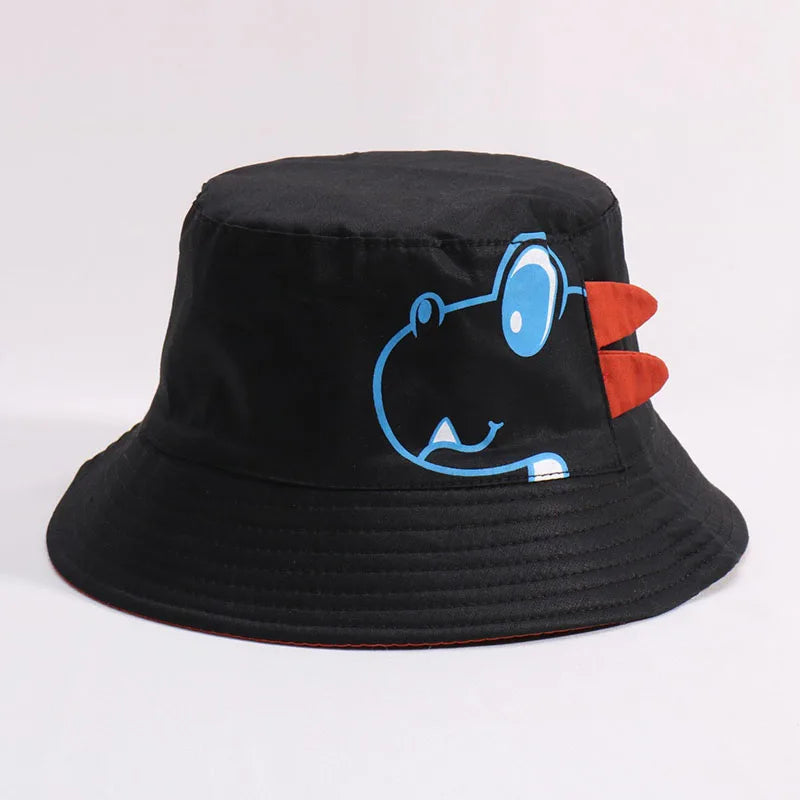Cartoon Dinosaur Bucket Hat For Baby Sunshade Fisherman Hats 1-3Year Girl Boy Kids Sun Protection Basin Cap Cute Children Visors