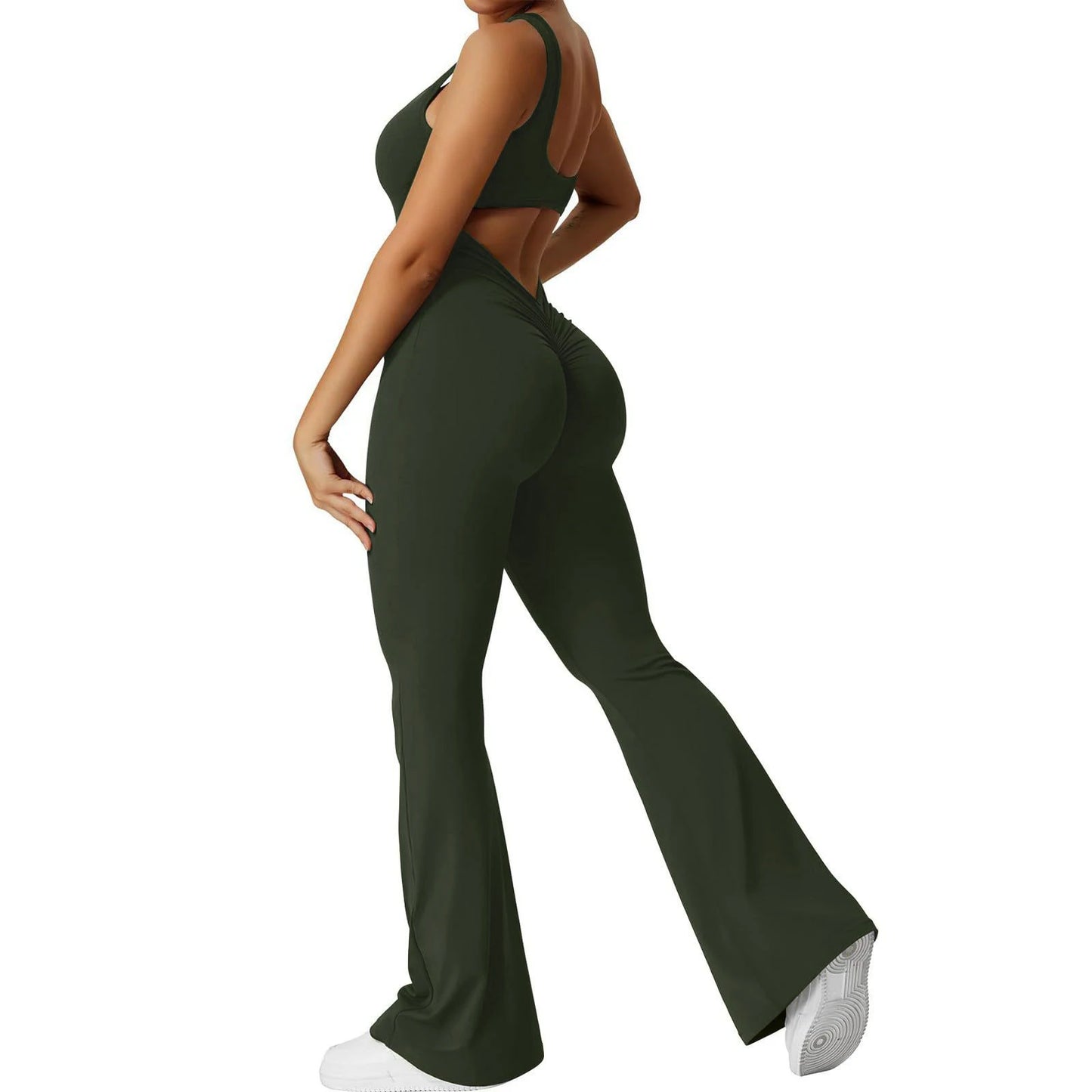 2025 Summer New Women's Slim Hip Lift Backless Bodysuit Sexy Hottie Pullover Bodysuit Sports Yoga Wear