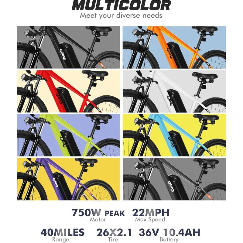 Racer Electric Bike for Adults - 21-Speed Mountain Lightweight Ebike with Peak 750W 22MPH Brushless Motor