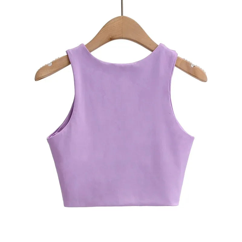 2024 Summer Fashion Women Sexy Slim Tops O-neck Sleeveless Double Nylon Ladies Good Quality Tank Tops 6 Colors