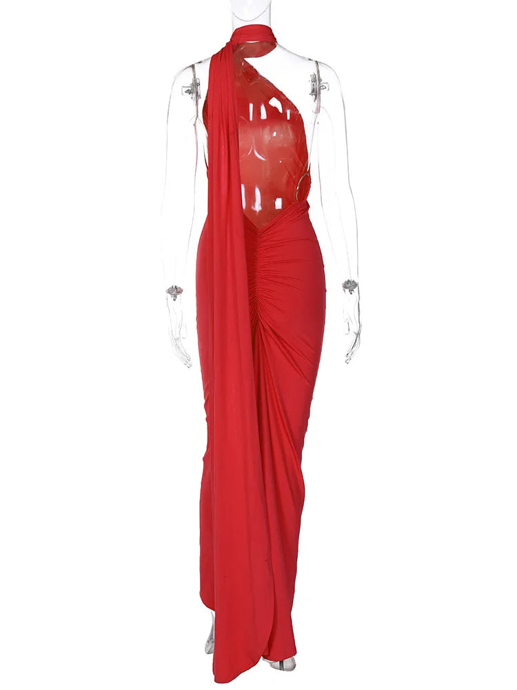 Ladies Summer Elegant Evening Party Dress For Women Sleeveless Backless Halter Sexy Long Dresses Woman Clothes Birthday Clubwear