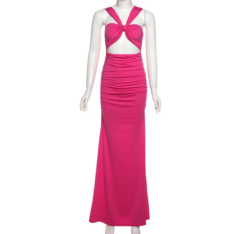 Ladies Summer Elegant Evening Party Dress For Women Sleeveless Backless Hollow Out Long Dresses Woman Clothes Birthday Clubwear