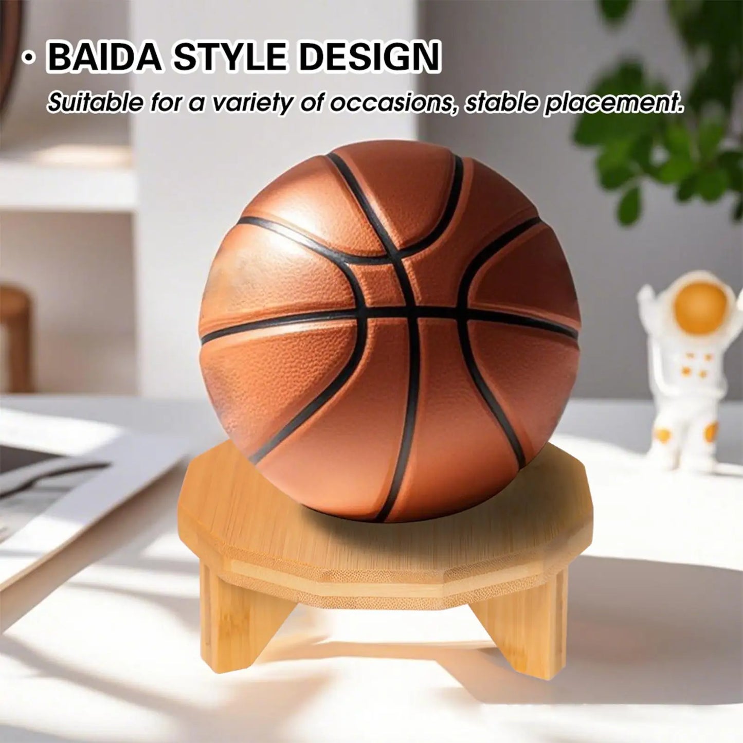 Basketball Holder Wood Football Holder Decorative Basketball Display Stand For Bookshelf Room Garage Kids Teen Living Room Decor