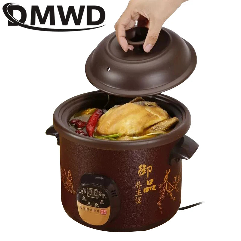 DMWD Smart Slow Cooker Household Steam Stew Multifunction BirdsNest Pregnant Tonic Baby Supplement Nutritious Purple Sand Liner