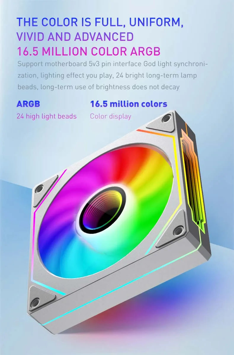 OEM PRISM 4 PRO Computer Chassis Fan 120mm 5V 3PIN ARGB 4 Pin PWM Quiet Cooling Fan 12V Large Air Volume 45.2CFM/600-1500RPM