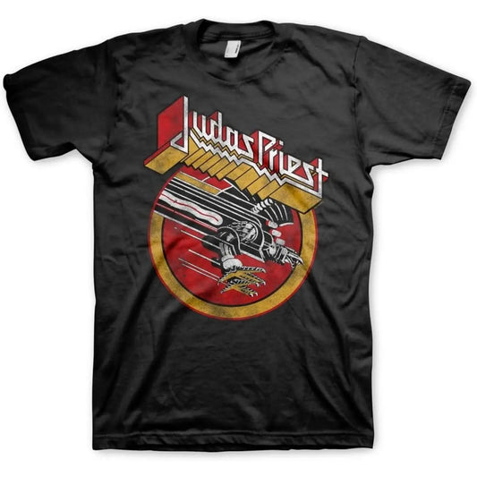 American Men's Retro Judas Priest Tour Logo Pattern T-Shirt Summer New Retro Fashion Men's and Women's Streetwear
