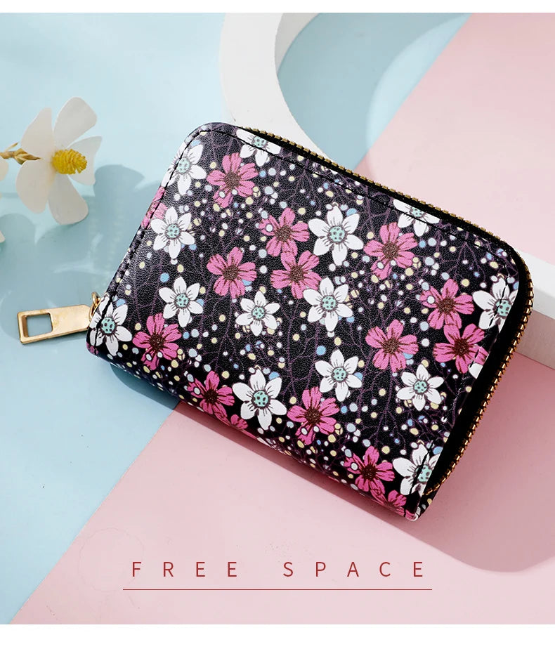Multi Card Slot Holder Exquisite Small Girl Fashion Zipper Coin Identity Credit Card Holder PU Leather Women's Coin Purse