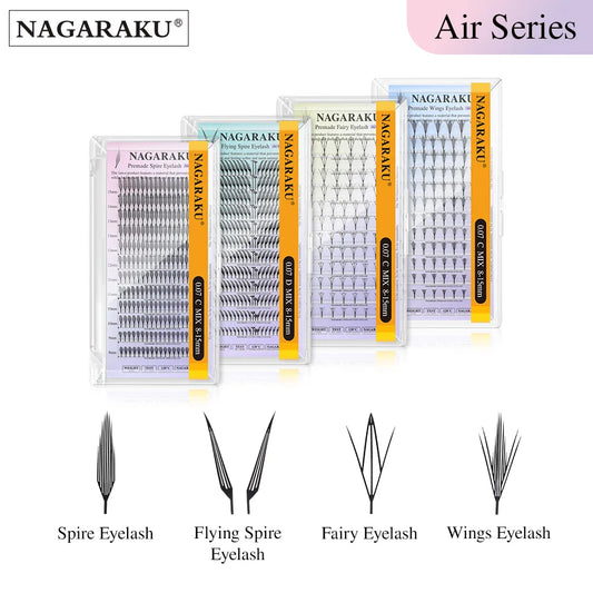 NAGARAKU Premade Spire Fairy Wings Eyelash Anime Effect Soft Plume Fluttering Eyelash Extensions Comic