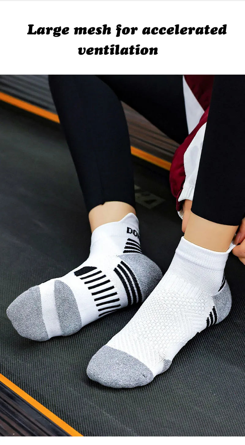 2023 Professional Marathon Running Sock Men Women Sports Fitness Thickened Cushioned Short Tube Low Cut Boat Ankle Socks
