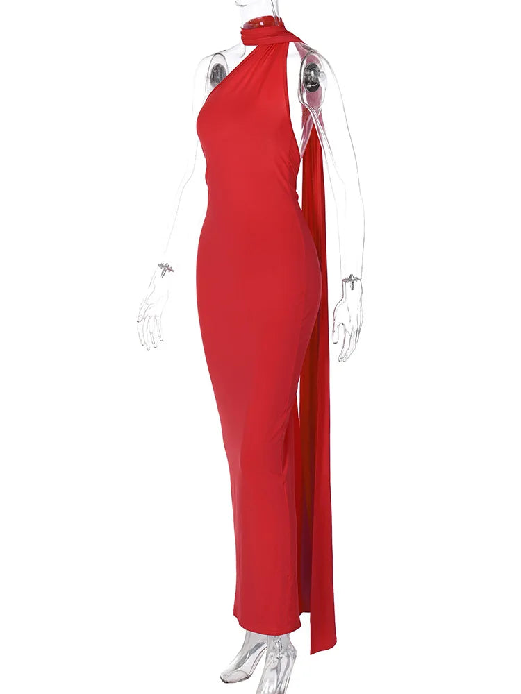 Ladies Summer Elegant Evening Party Dress For Women Sleeveless Backless Halter Sexy Long Dresses Woman Clothes Birthday Clubwear