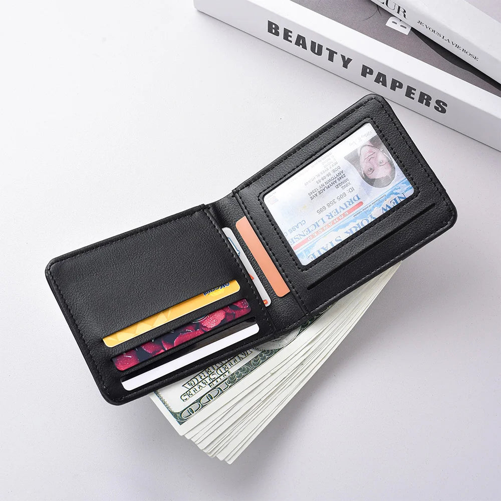 Men's Short Wallet Multi-Card Slot Card Holder PU Leather Luxury Wallet for Men