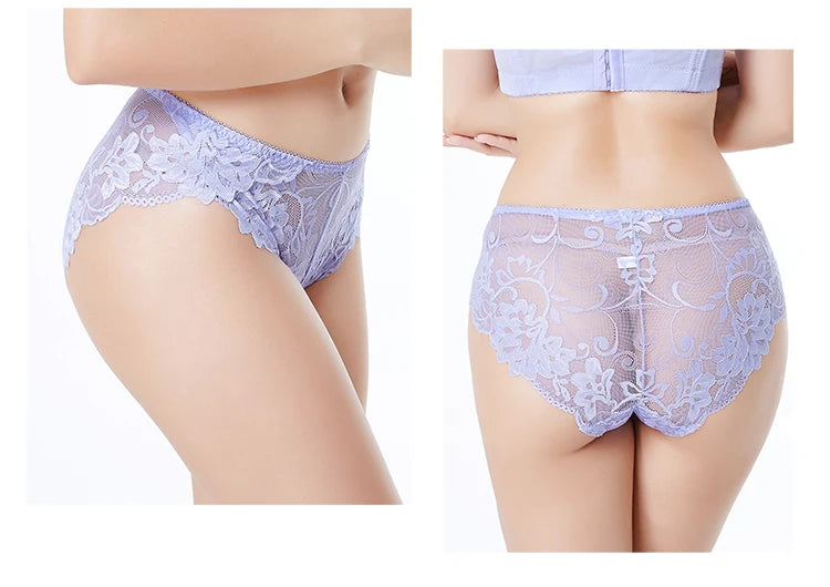 3pcs/Pack Ultra Thin Women Panties Plus Size Briefs for Women Women Full Lace Panties  Solid Sexy Briefs Female Sexy 2XL 3XL 4XL