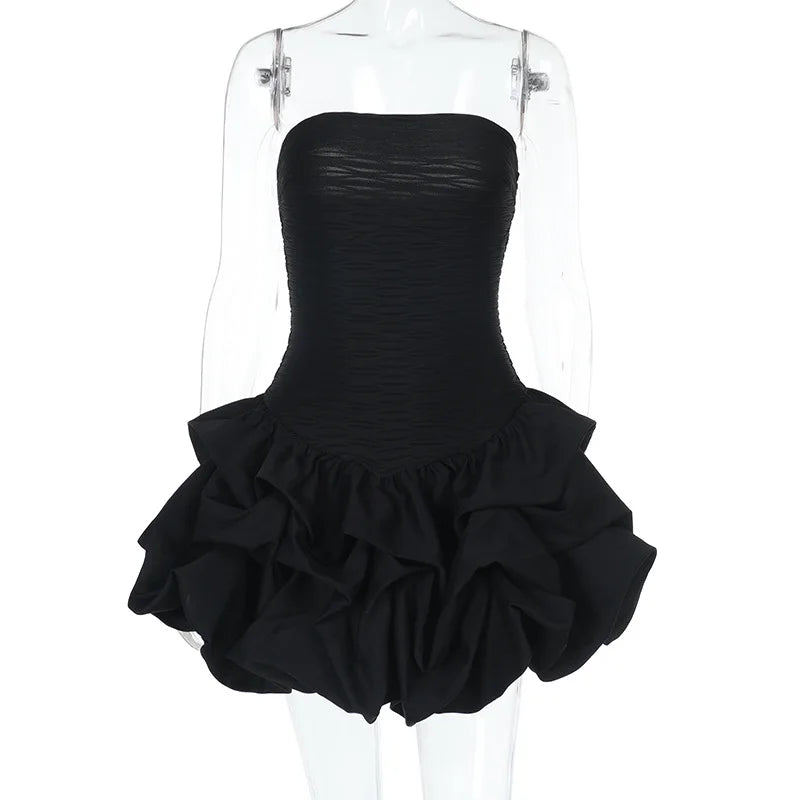 Ladies Summer Elegant Evening Dress Women Sleeveless Backless Tube Mini Dresses Birthday Party Streetwear Woman Ruched Clothes