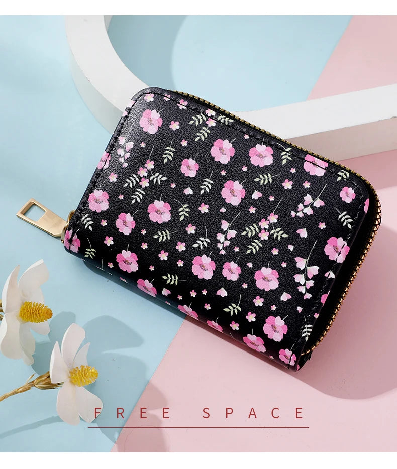 Multi Card Slot Holder Exquisite Small Girl Fashion Zipper Coin Identity Credit Card Holder PU Leather Women's Coin Purse