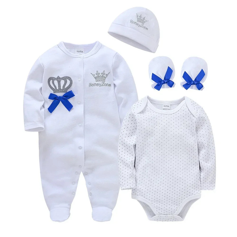 100% Cotton Newborn Autumn & Winter Long-sleeved Rompers Set 0-12M Baby Clothes Set Bodysuits One-Pieces Winter Baby Clothes