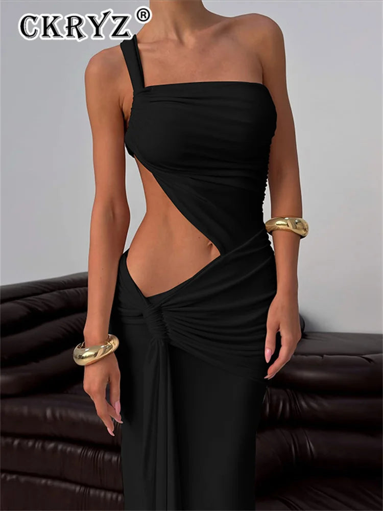Ladies Summer Elegant Evening Party Dress For Women Sleeveless Backless Hollow Out Sexy Long Dresses Woman Birthday Clubwear