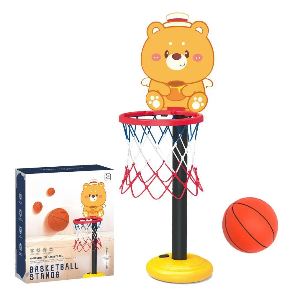 Basketball Hoop for Kids Adjustable Small Basketball Goal Cartoon Bear Shape Basketball Board Stand Indoor Game Sport Toy