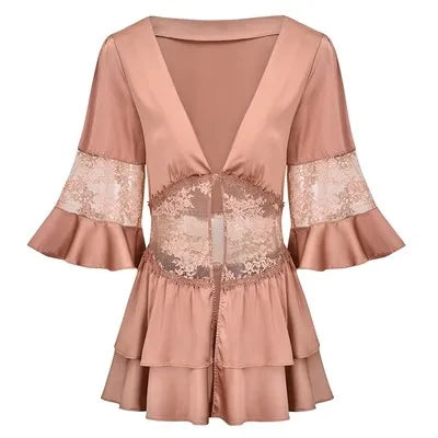 Black Satin Kimono Bridal Robe Lace Lingerie Women Sleepwear Pajamas Pure Ice Silk Wedding Morning Bathrobe Bridesmaid Robes