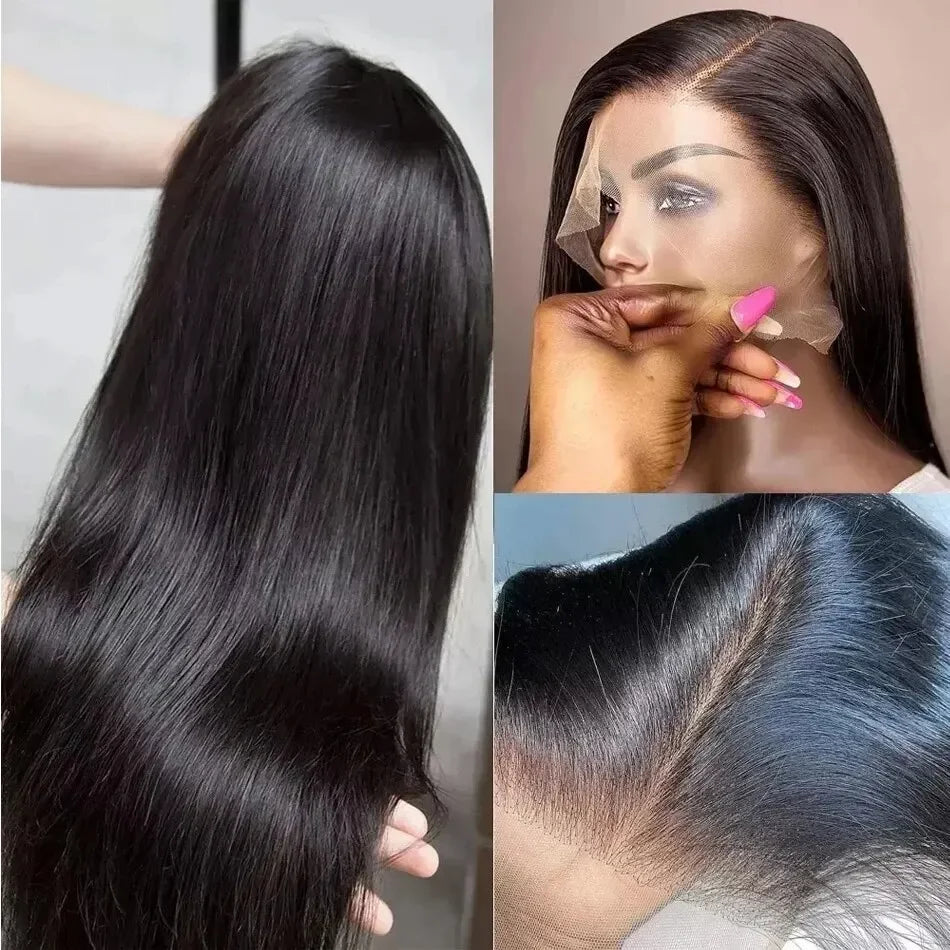 250 Density Straight 13x6 HD Black Lace Frontal Wigs 5x5 Glueless 30 40 Inch 13x4 Lace Front Human Hair Wig Bone Closure Wear Go