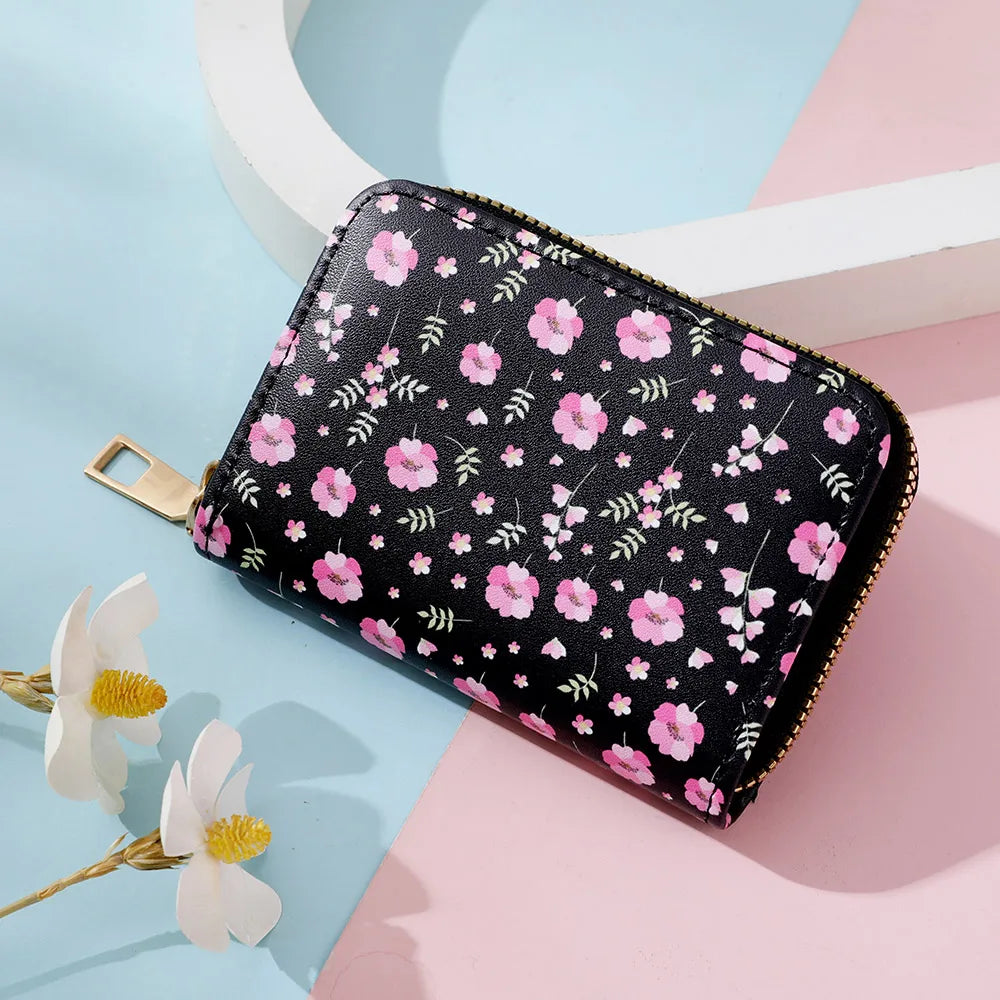 Multi Card Slot Holder Exquisite Small Girl Fashion Zipper Coin Identity Credit Card Holder PU Leather Women's Coin Purse