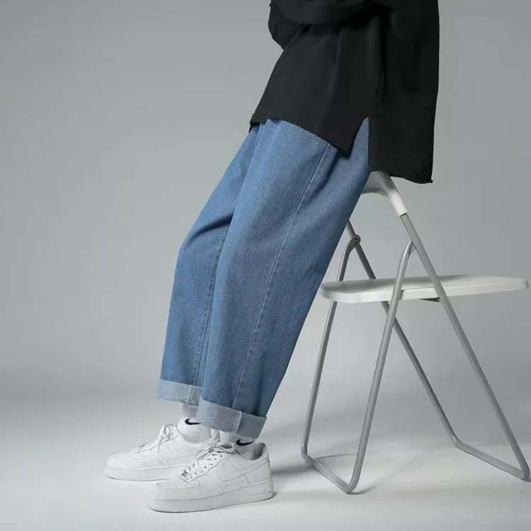 Boyfriend Vintage Fashion Straight Casual Loose Denim Cargo Pants Men Designer Prints Star Jeans Streetwear Loose Wide Leg Jeans