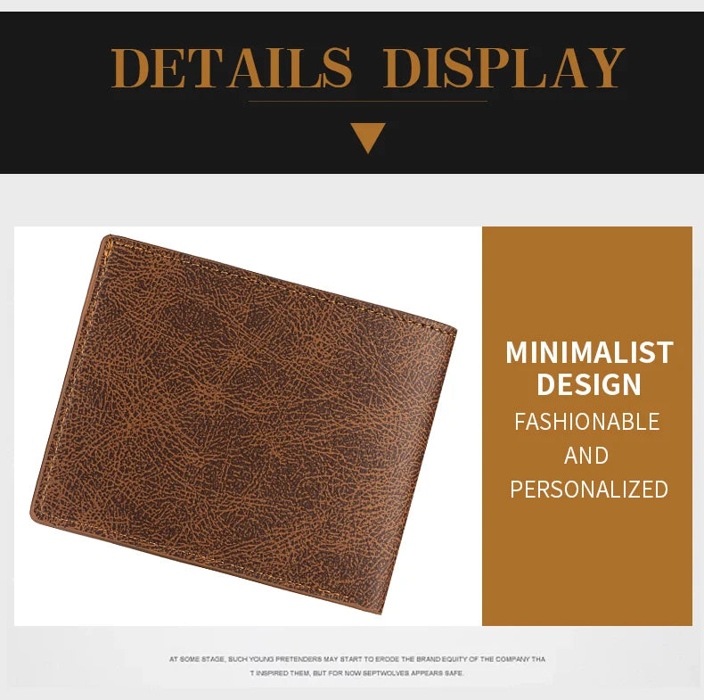Men's Fashion Retro Business Short Wallet Multi Card Slot Horizontal Soft Pu Leather Men's Wallet