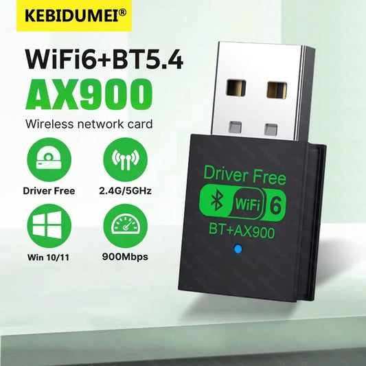 WiFi 6 AX900 Bluetooth 5.4 WiFi USB Adapter Wireless Network Card 2.4G&5GHz Wlan Receiver Signal Receiver For PC/Laptop Win10/11