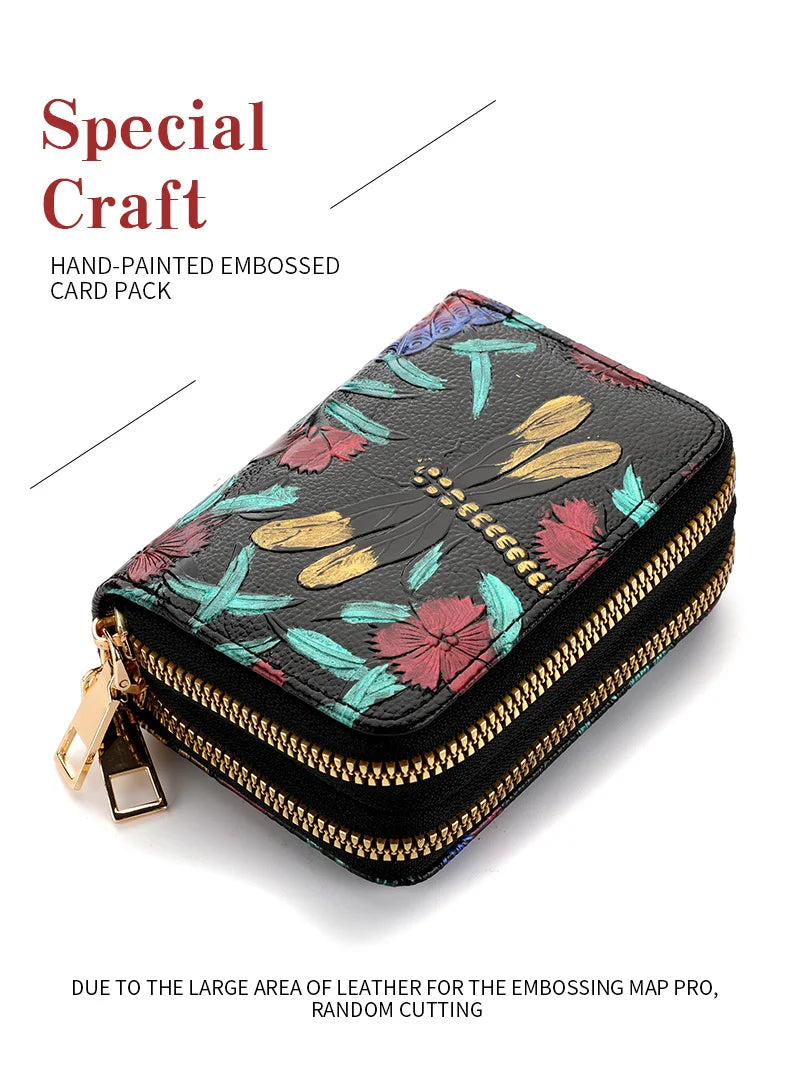 Women's Credit Card Wallet Large Capacity Multi-Card Slot Coin Wallet Double Zipper Credit Card Holder For Women